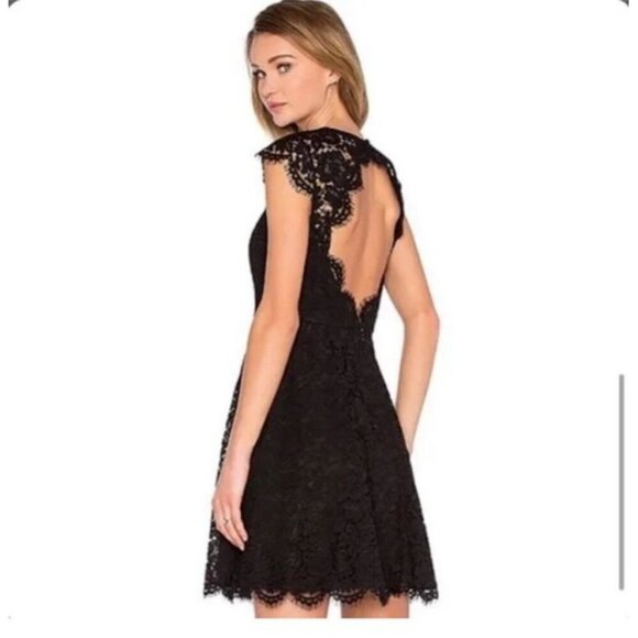 NWT Kate Spade New York Rose Lace open back dress Black Size 4 - Picture 2 of 10